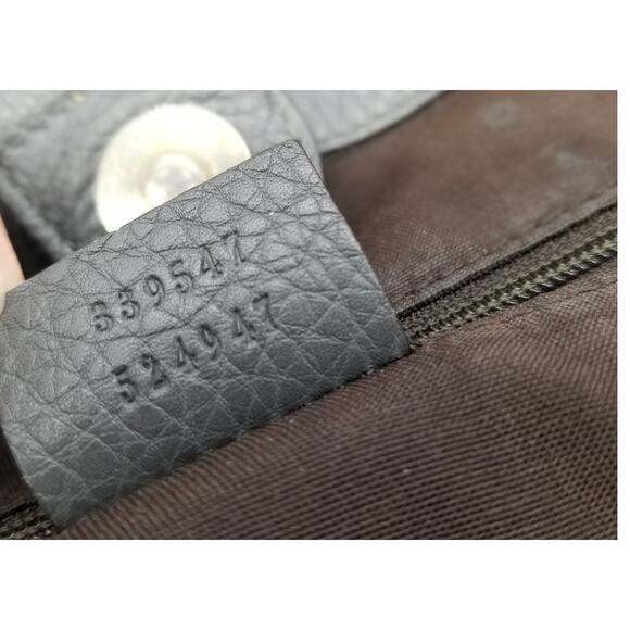 GUCCI Gray Leather Tote Large Bamboo Goldtone Double Strap - Picture 14 of 16